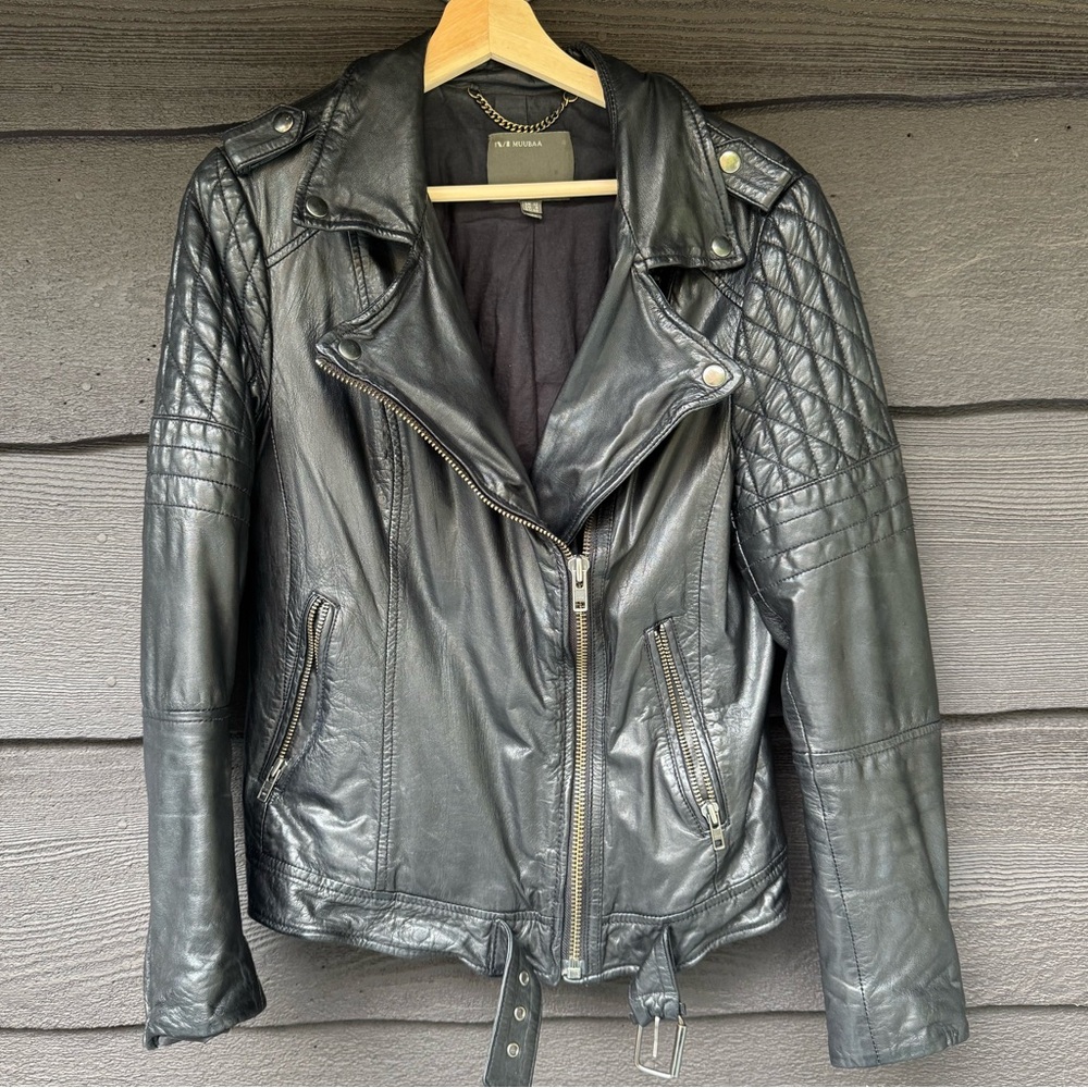 Muubaa quilted leather motorcycle style jacket - Picture 3 of 8
